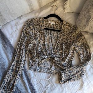 First monday floral tie front blouse *more pink/blush then appears in pic*